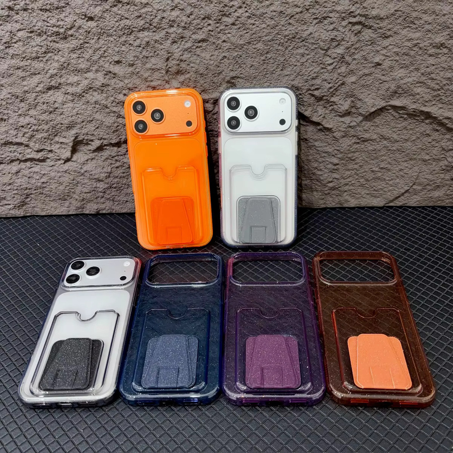 Stoßfeste iPhone Handyhülle mit Kartenhalter und Glitzer-Effekt in Transparent oder Schwarz für iPhone 17 16 15 14 13 Pro Max und 17 Air - Bild 4