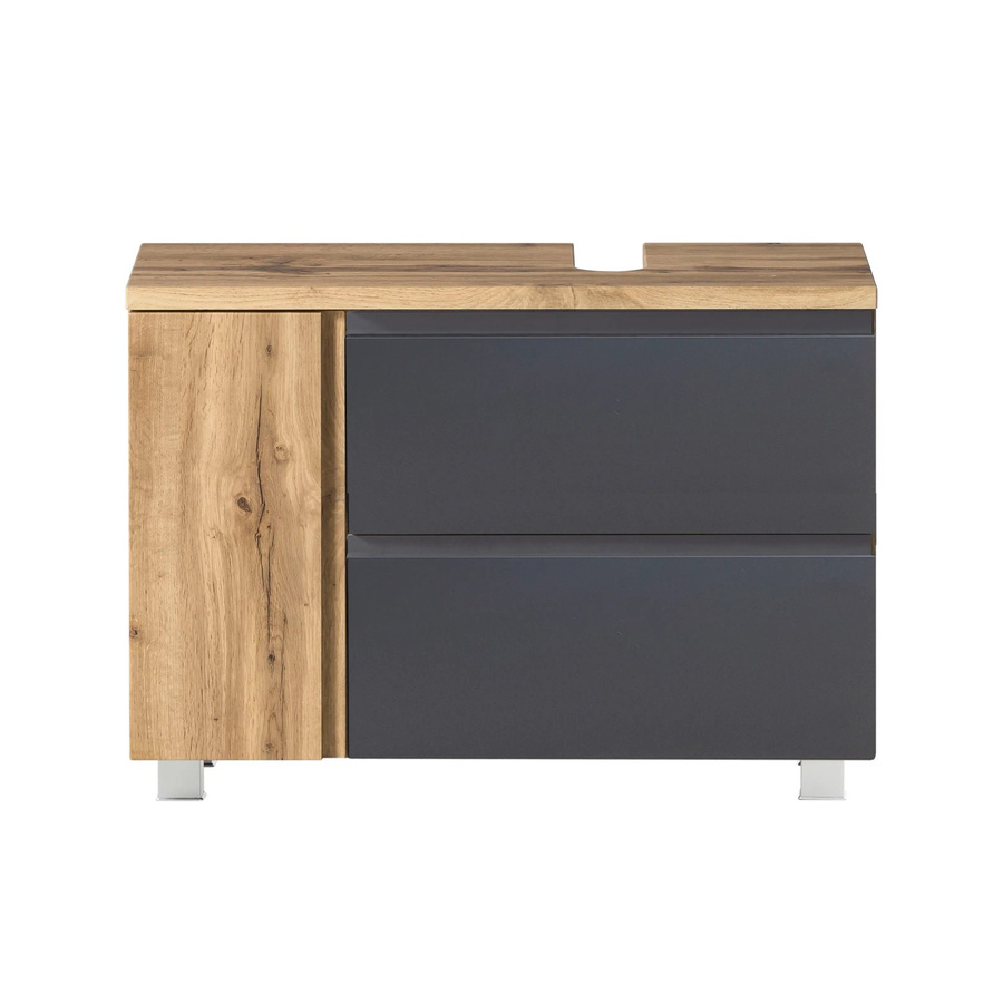 Held Möbel Unterbeckenschrank Ancona in matt Grau-Wotaneiche mit Ausschnitt rechts Breite: 85 cm - Bild 2