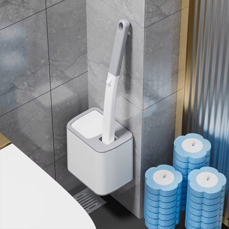 BRUSHZAZA Einweg-Toilettenbürste mit Langgriff zur Wandmontage, Weiß, Kunststoff - Bild 3
