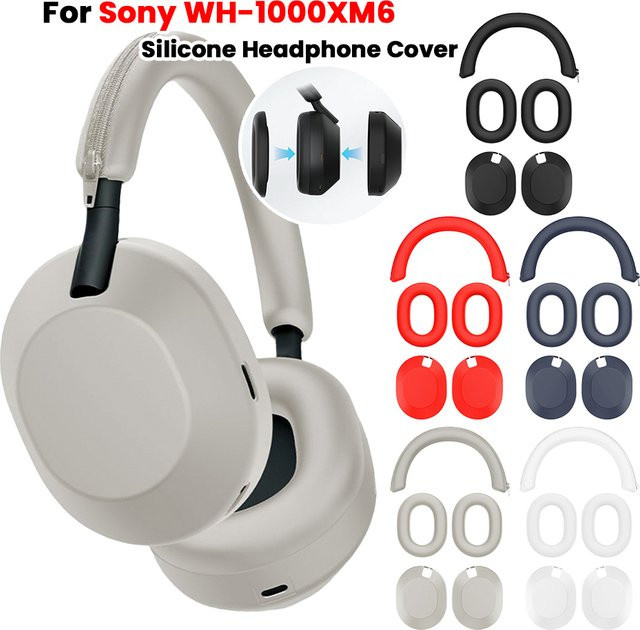 3-teiliges Silikon-Kopfhörer-Schutzset für Sony WH-1000XM6 in Beige, kratzfeste und verschleißfeste Ohrpolster-Abdeckungen - Bild 1