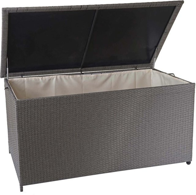Proregal Poly-Rattan Kissenbox in Grau als Gartentruhe und Auflagenbox mit 320l Volumen, H x B x T: 80 x 160 x 94 cm - Bild 1