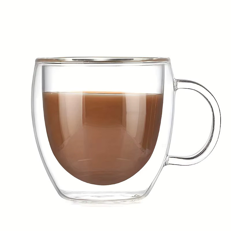 LOULONG 2er Set doppelwandige Gläser mit Griff, transparente Espresso- und Kaffeetassen für Heiß- und Kaltgetränke, 150 ml und 250 ml - Bild 4