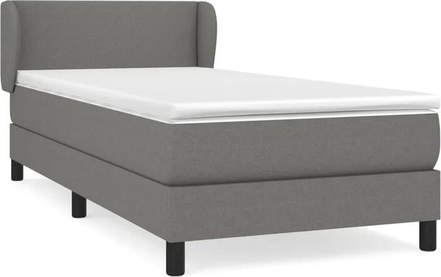 vidaXL Boxspringbett Hybrid mit Matratze und Taschenfederkern, Dunkelgrau, B/T/H: 90 x 190 x 45 cm - Bild 1