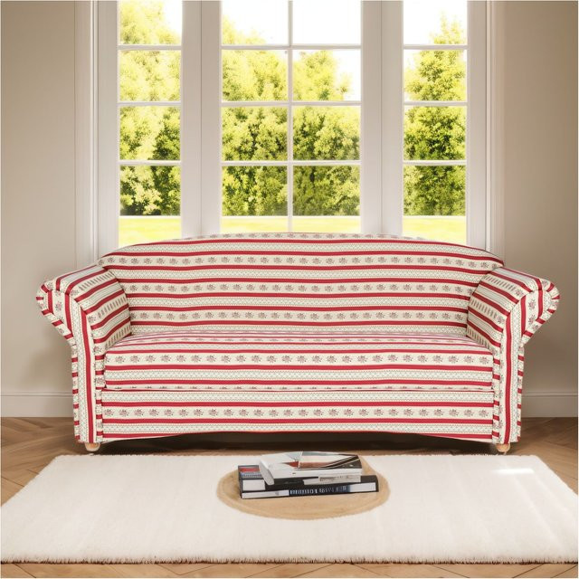 3-Sitzer Sofa Loretta von Prestige Home in Rot gestreift und Blumenmuster, B/T/H: 204 x 83 x 85 cm - Bild 1