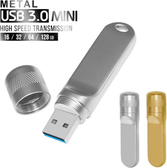 KAWEIDA USB 3.0 Flash-Laufwerk Metall-Stick in Silber mit 128 GB - Bild 1