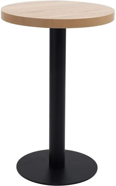 DELUKE Bistrotisch FLORI Rund, Hellbraun/Schwarz, Durchmesser: 50 cm, Höhe: 75 cm, MDF und Stahl - Bild 1