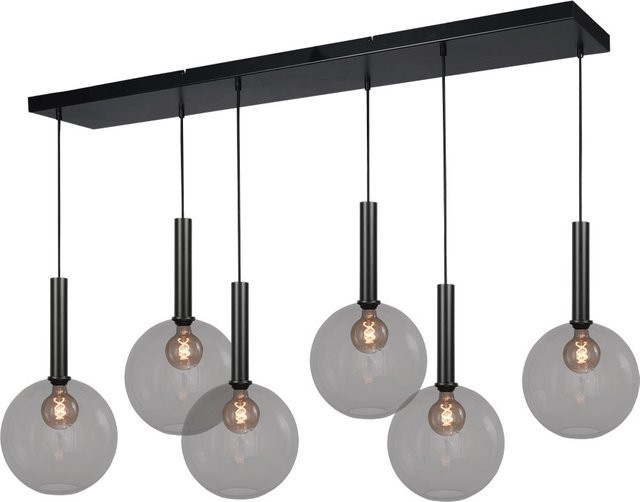 Masterlight Bella 2 Pendelleuchte 6-flammig in Schwarz matt mit rauchgrauen Glassphären - Bild 1