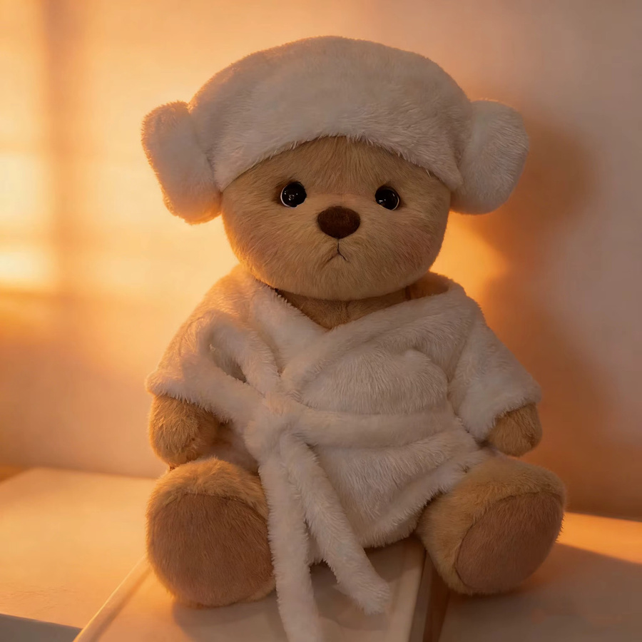 Teddy Tales Puppenkleidung Weißer Bademantel Duschhaube Schleife, Zubehör - Bild 4
