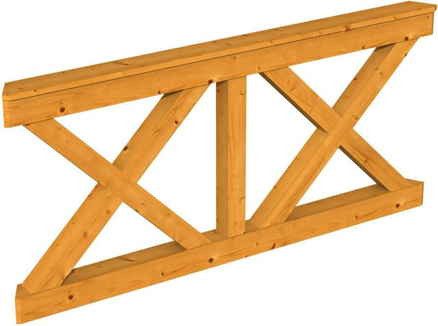 Skan Holz Brüstung Andreaskreuz aus Fichte in Eiche hell, B/H: 180 x 84 cm - Bild 1