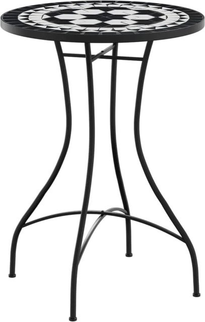 vidaXL Mosaik-Bistrotisch aus Keramik in Schwarz, Weiß und Multicolour, Durchmesser: 50 cm, Höhe: 70 cm - Bild 1