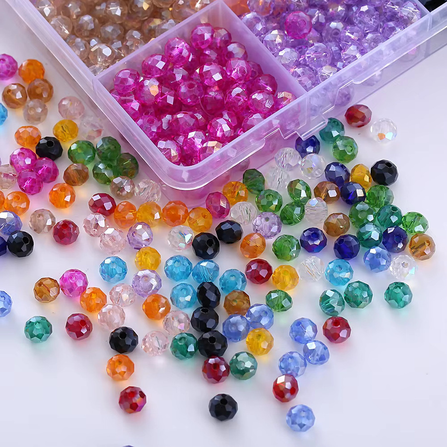 Facettierte runde Kristall Glas Perlen, 4mm/6mm, 15 Farben - Bild 2