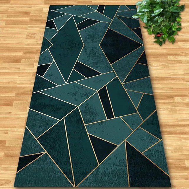 Karpetti Teppichläufer Modern Geometric in Petrol, Rutschfest und Waschbar, B/T: 80 x 400 cm - Bild 1