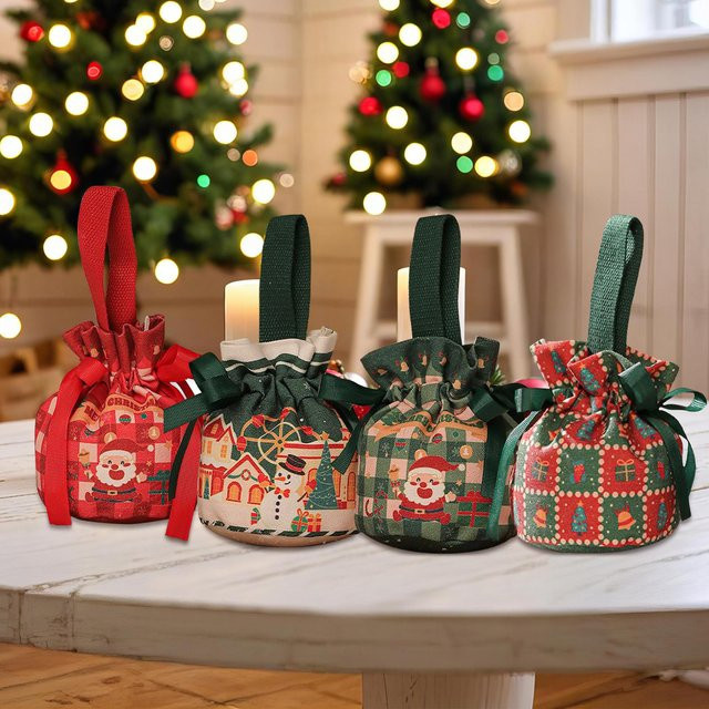 Weihnachts-Goodie-Taschen mit Kordelzug für Süßigkeiten und kleine Geschenke - Bild 1