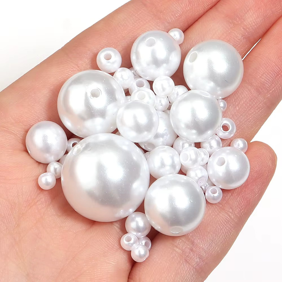 louleur Perlen Weiß, ABS, Imitation Perle, Runde Lose Perlen, Unisex - Bild 6