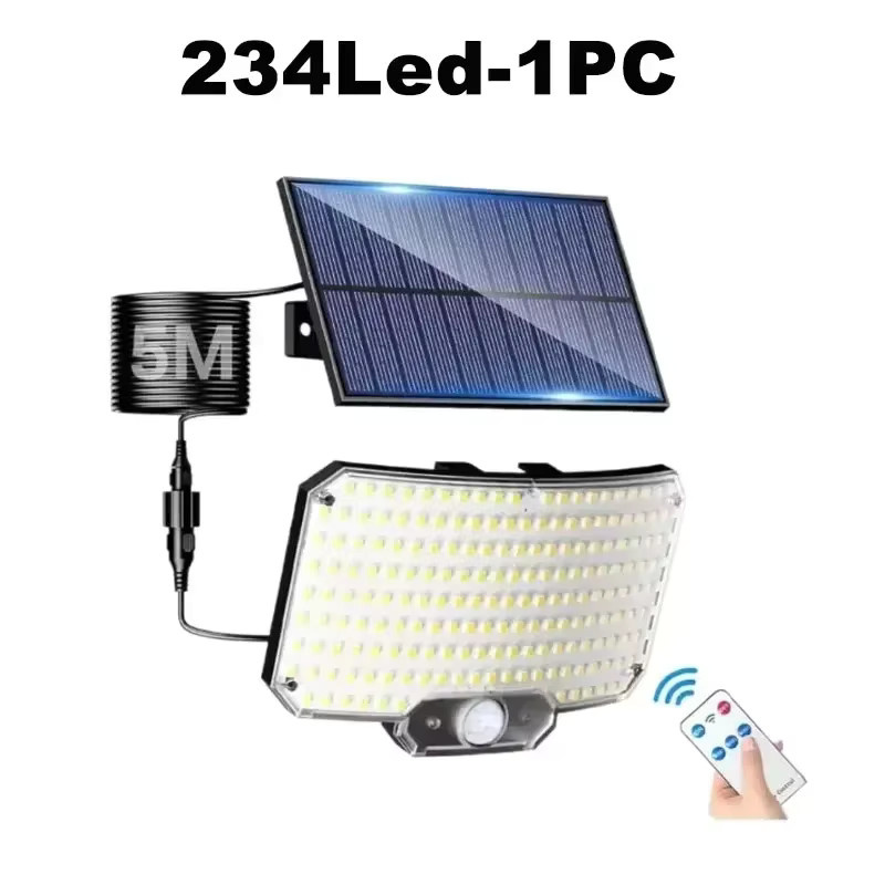 XIWANGFIRE Solar-Flutlicht mit 234 LED, IP65 wasserdicht, Bewegungssensor und Fernbedienung, Schwarz - Bild 7