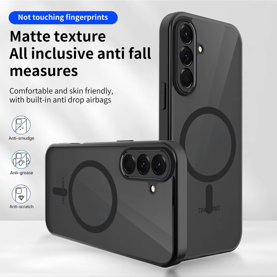 Magnetische kabellose Lade-Telefonhülle für Samsung Galaxy A Serie, transparent schwarz mattiert - Bild 4