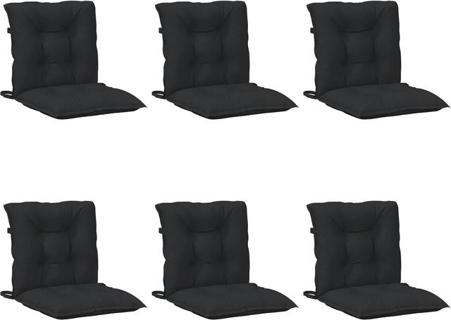 vidaXL Stuhlkissen Set für Niedriglehner, 6 Stück, Melange Schwarz, Polyester - Bild 1