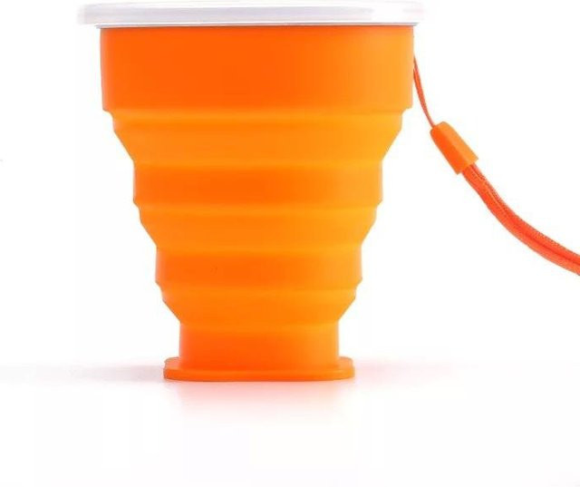 Allbestart Silikon Faltbecher Teleskop Wasserbecher in Orange, 200 ml - Bild 1