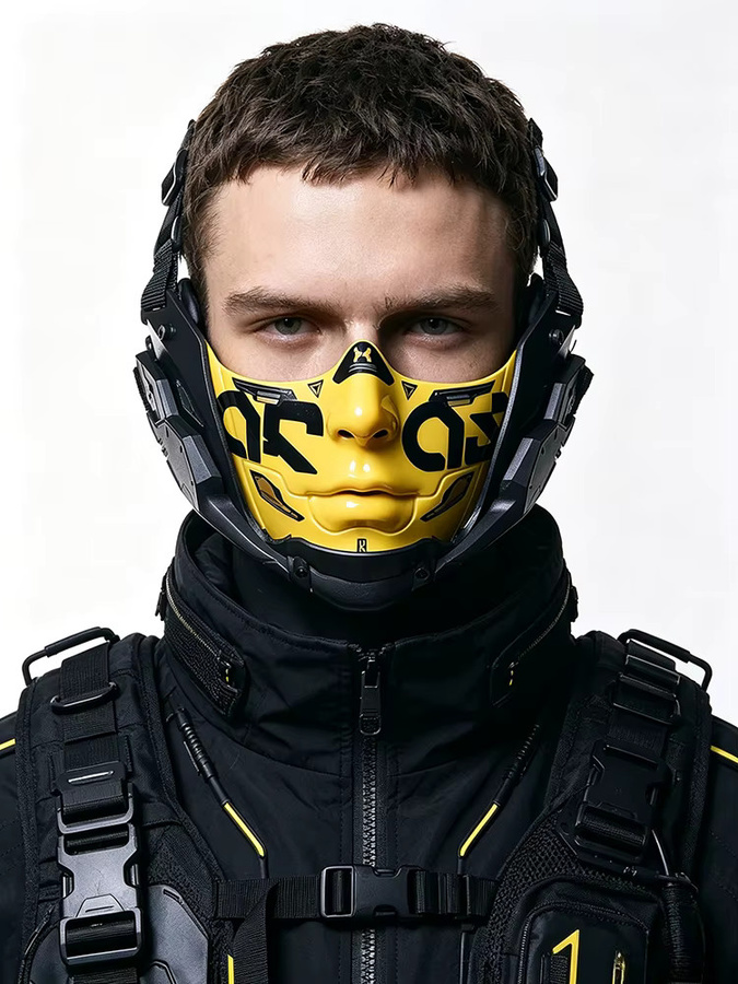 JAUPTO Cyberpunk-Stil Halbgesichts-Mecha-Maske, Taktische Maske - Bild 2