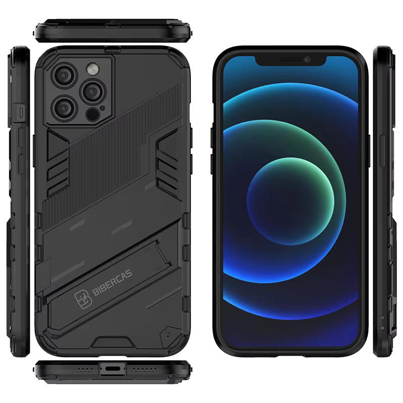 RUWANGAA Stoßfeste Handyhülle aus TPU und PC für iPhone 15 14 13 12 11 Pro Max Plus Mini in Schwarz oder Grau - Bild 3