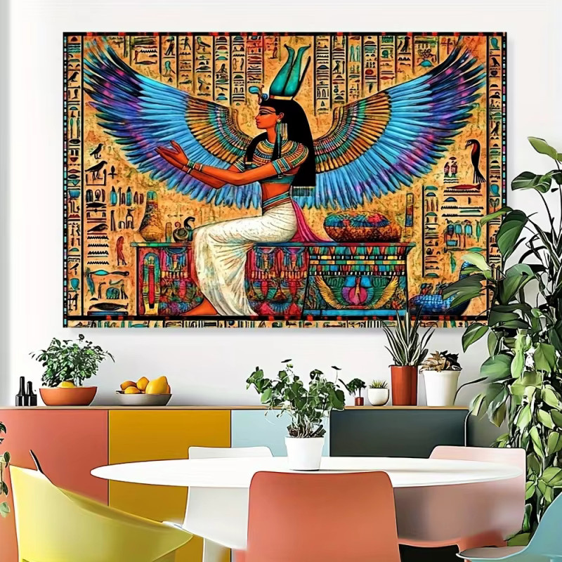 VIKAMA Wandteppich mit Isis-Göttin aus dem alten Ägypten, Mehrfarbiges Wandbild mit Flügeln als Raumdekoration - Bild 2