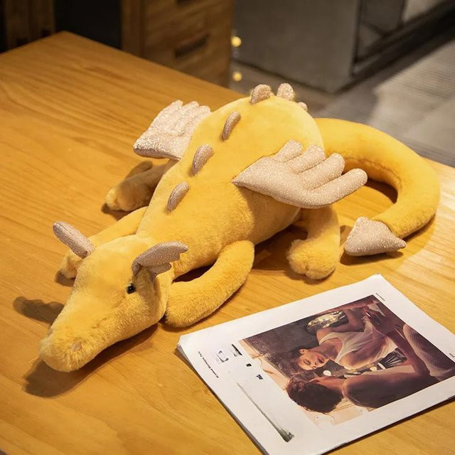 Binchi Keji Travel Dinosaurier-Plüschtier, Schneedrache, gelb, 50cm, ab 12 Jahre - Bild 1