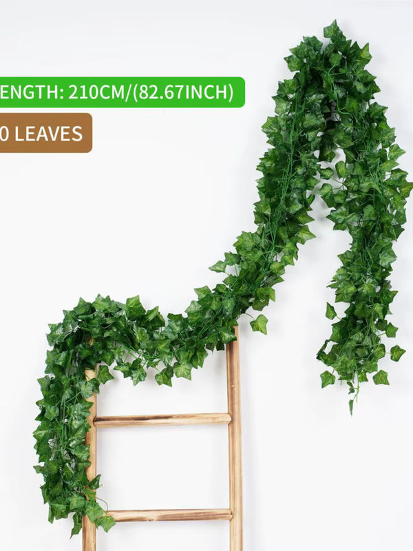 Uflower Künstliche hängende Weinblätter in Grün, 210 cm Dekopflanze aus Textil und Rattan für Hochzeit und DIY-Dekoration - Bild 6