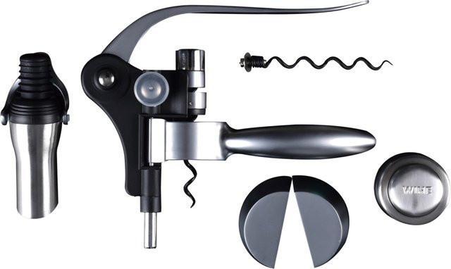 MASTERPRO Weinzubehör-Set, 5-teilig, Edelstahl und Zinklegierung, Silber - Bild 1