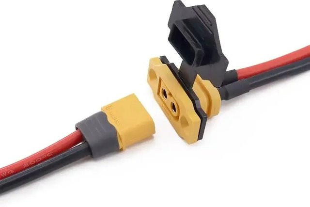 XT60E-F Modellflugzeug-Akku Stecker mit vergoldeten 30A Hochstrom-Buchsen in Gelb - Bild 1
