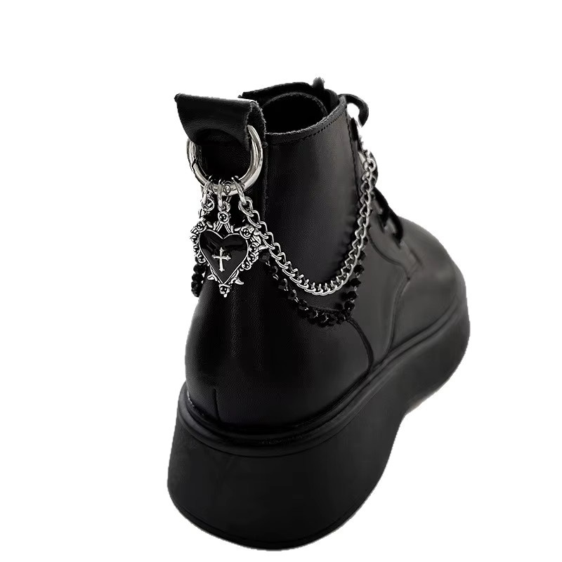 CHUJIE Schuhschnalle, Rotes Herz Kreuz, Dornen-Rosen, Titan-Stahl - Bild 3