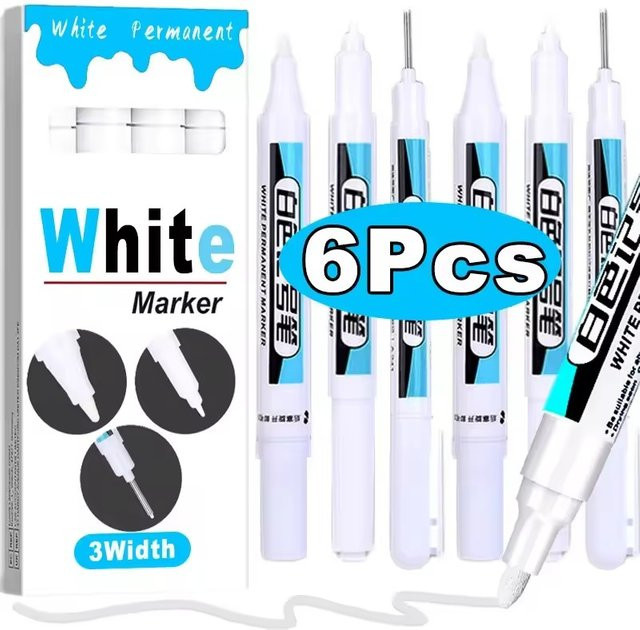 Weißer Ölbasierter Marker-Stift Permanent Wasserfest für Graffiti und Glas in den Stärken 0,7mm, 1mm und 2,5mm - Bild 1