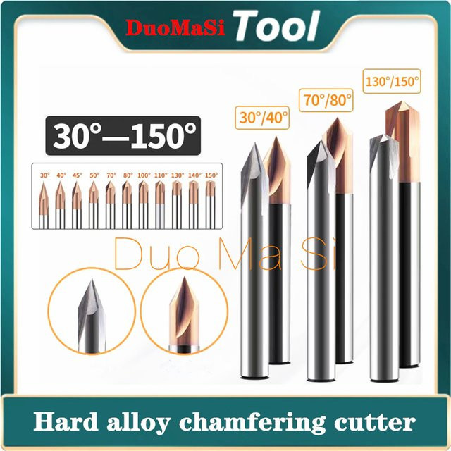 DUOMASI Ecksenker Fasenfräser mit Hartmetallspitze in Silber, Durchmesser 3-12 mm, verschiedene Winkel von 30 bis 90 Grad - Bild 1