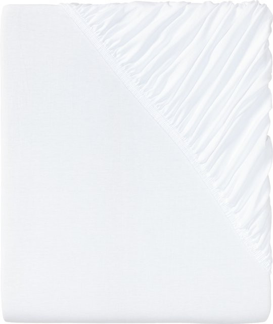 LIVARNO HOME Spannbettlaken Jersey aus Baumwolle in Weiß, B/T: 180 x 200 cm, Höhe: 25 cm - Bild 1