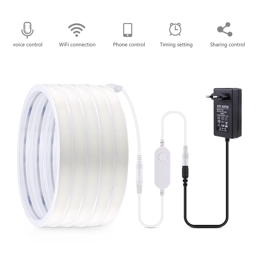 Tuya Smart WiFi COB Neon LED Streifen in Weiß, 1 m Neon Flex Lichtband aus Silikon für Schlafzimmer, Küche und Schrank Hintergrundbeleuchtung - Bild 2