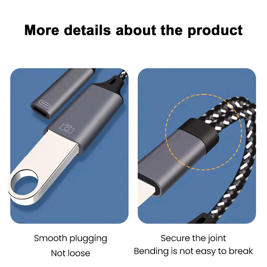 Zwei-in-eins OTG USB-Kabel mit PD-Ladeadapter Typ C auf USB-A für iPhone und Samsung - Bild 6