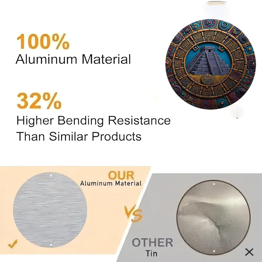 Rundes Metallschild CIFBUY mit Maya-Pyramiden-Motiv aus Aluminium, Mehrfarbig, Durchmesser: 20,32 cm - Bild 4