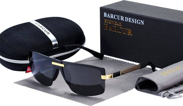 BARCUR Sonnenbrille, rectangular, Metal, black - Bild 1