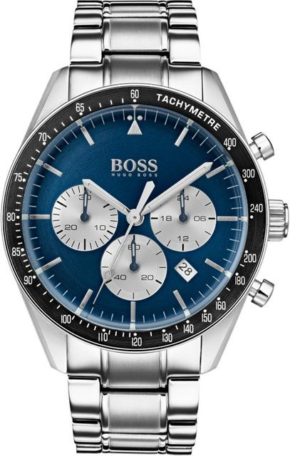 Hugo Boss Herrenuhr, Quarz, Edelstahl, Silber, 44 mm, Blau - Bild 1