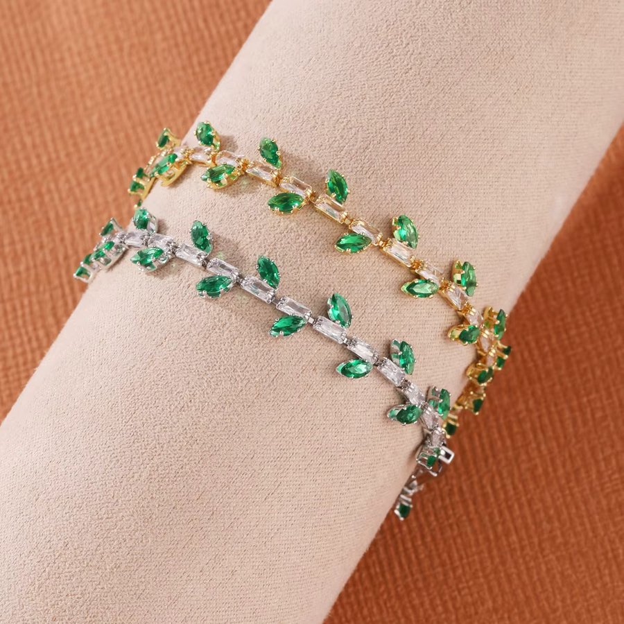 YUYAN Tennisarmband, Zirkonia, Weiß, Grün, Damen - Bild 2