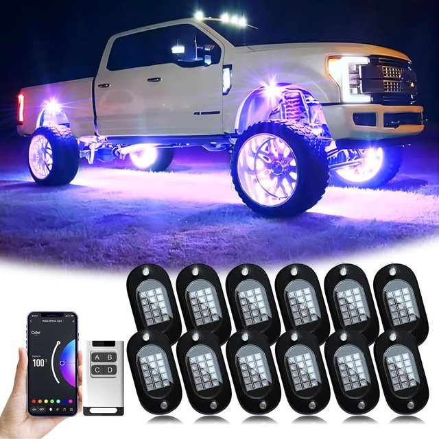 YiLaie RGB LED Rock Lights mit APP und RF Steuerung für Offroad Lkw SUV 4x4 ATV Jeep in Multicolour - Bild 1