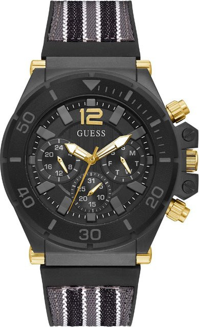 Guess Herrenuhr, Quarz, Edelstahl, 50 mm, Silikon, Schwarz - Bild 1