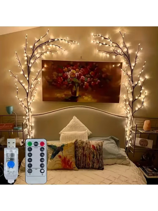 OKAL RED EAST Weidenranken-Lampe mit LED-Zweiglichtern, USB-betrieben, 8 Modi, dekorative Innenbeleuchtung für Weihnachten, Halloween und Hochzeiten - Bild 5