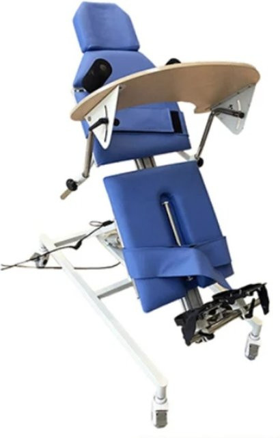 Elektrisches Rehabilitations-Rückenhubbett in Blau mit verstellbarer Körperhaltung für Senioren und Menschen mit Behinderungen - Bild 1