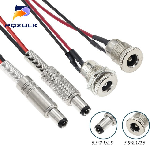 DC-099 DC Power Adapter Set mit männlichem und weiblichem Stecker in Silber - Bild 1