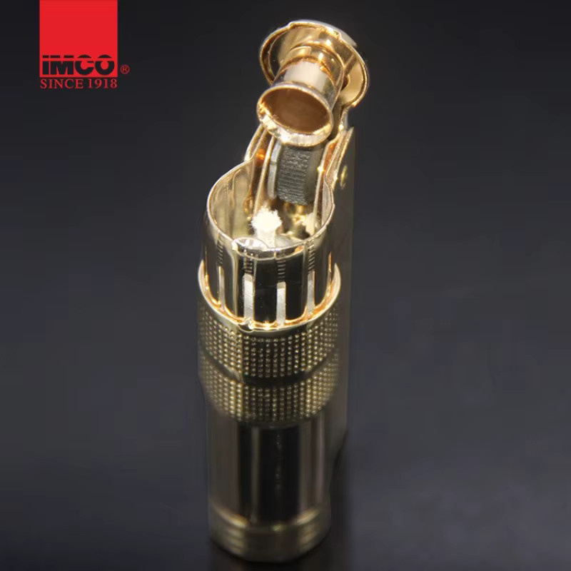 IMCO 6700 Feuerzeug-Set aus Edelstahl und Metall in Silber und Gold mit Retro-Schleifscheiben-Design in Geschenkbox - Bild 3