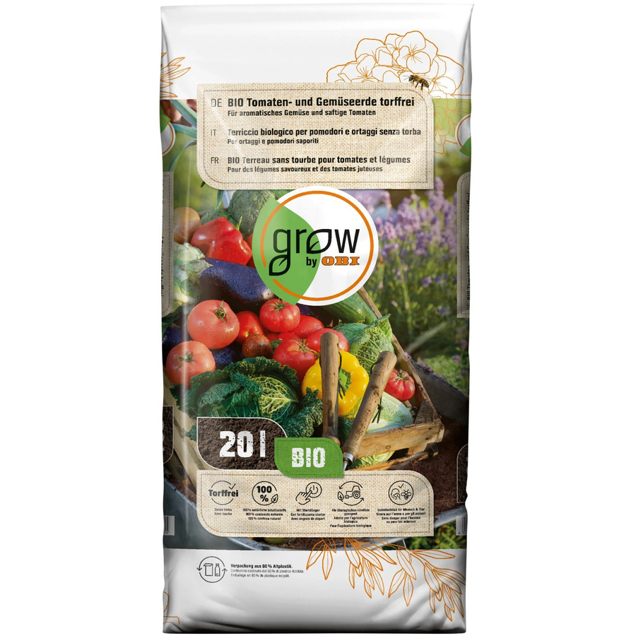GROW by OBI BIO Tomaten- und Gemüseerde torffrei, 20 l - Bild 2