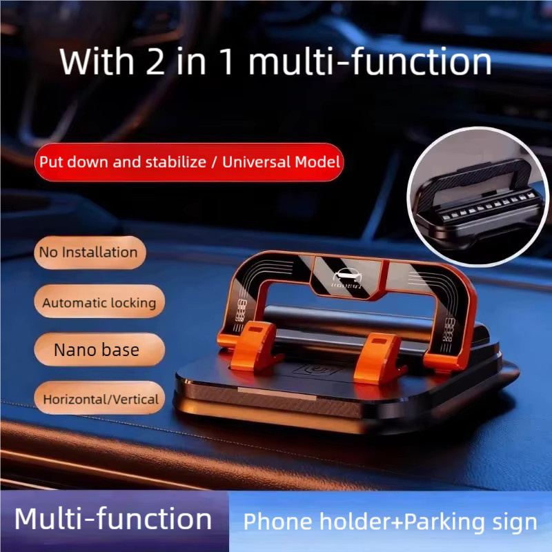 2in1 Autotelefonhalter für das Armaturenbrett mit Parknummernschild in Schwarz - Bild 2