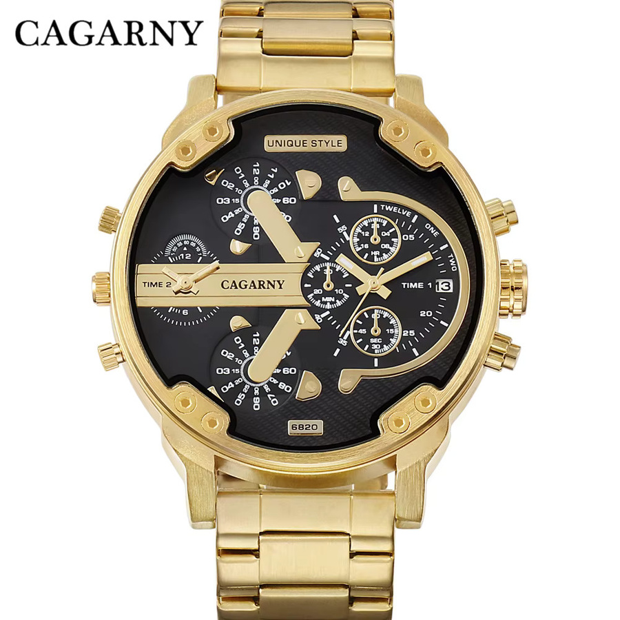 ZBJP Armbanduhr Quarz, Edelstahl, Gold, Schwarz, Herren - Bild 2