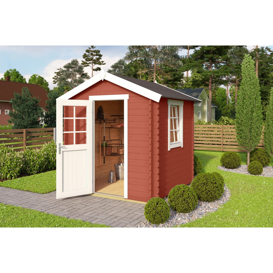 Lasita Gartenhaus Maja Wels 1 aus Fichtenholz mit Satteldach in Schwedenrot, B/T/H: 231 x 220 x 245,1 cm - Bild 2