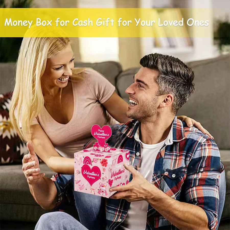 Rote Überraschungs-Geldbox aus Papier als Geschenkbox zum Valentinstag - Bild 2